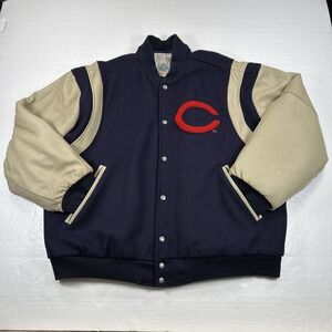 Vtg Cleveland Indians Bomber Jacket Sz XL Wool & Leather Cooperstown Collection
